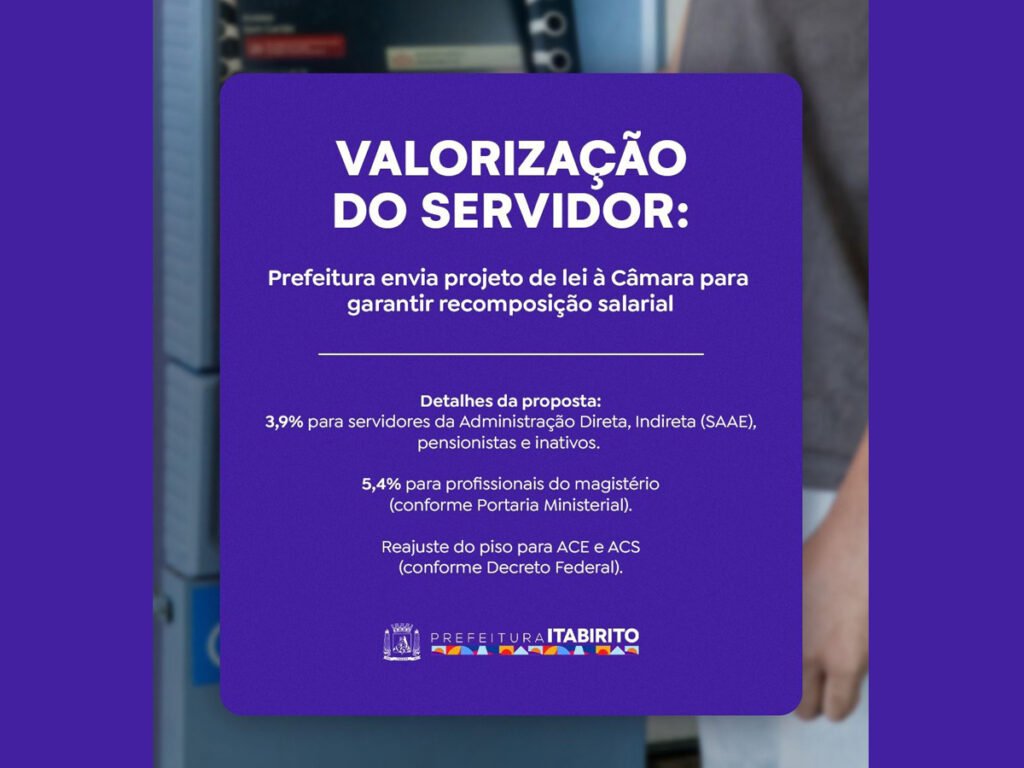Reajuste salarial proposto pela Prefeitura de Itabirito gera insatisfação entre servidores públicos